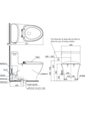 Bồn Cầu Điện Tử TOTO MS885DW6 Nắp Rửa Washlet