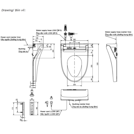 Nắp Rửa Điện Tử Washlet TOTO TCF24460AAA (W15) Giấu Dây