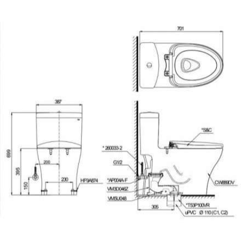 Bồn Cầu Điện Tử TOTO MS855DW14 Washlet