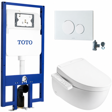 Bồn Cầu TOTO CW812REA/TCF33461GAA/WH172AT/TCA465/MB176G#WH Nắp Điện Tử Treo Tường