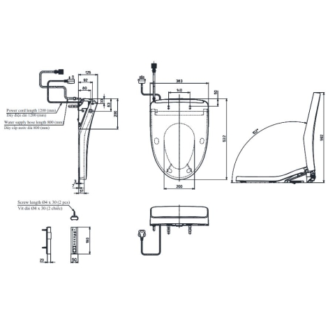 Nắp Rửa Điện Tử Washlet TOTO TCF4911EZ (W12)