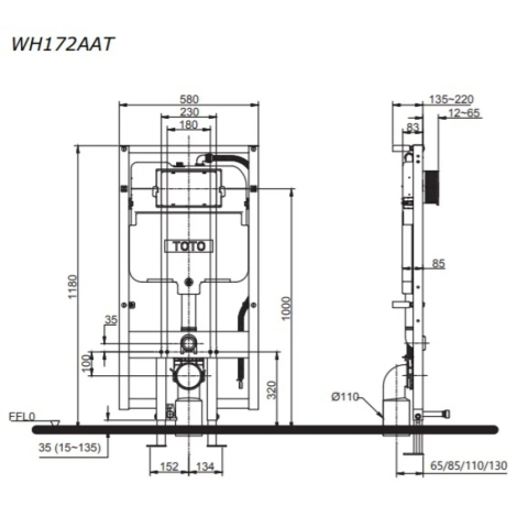 Két Nước Và Khung Âm Tường TOTO WH172AAT Tự Xả Nước