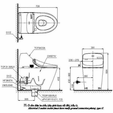Bồn Cầu Thông Minh TOTO C971/TCF9433A GG