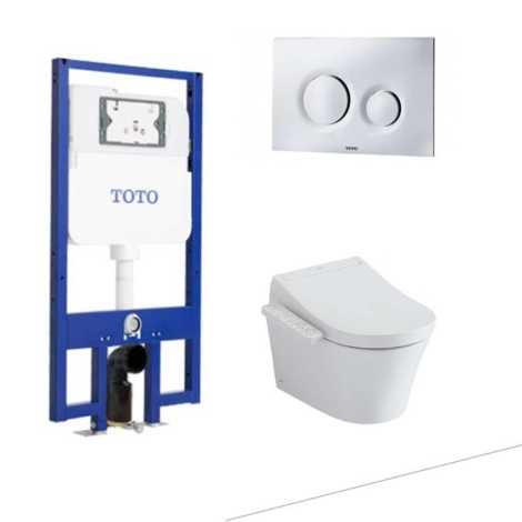 Bồn Cầu TOTO CW553C/TCF33370GAA/WH172AT/MB174P#SS Nắp Điện Tử Treo Tường