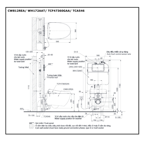 Bồn Cầu Treo Tường TOTO CW812REA TCF47360GAA WH172AAT TCA546 MB175M#SS