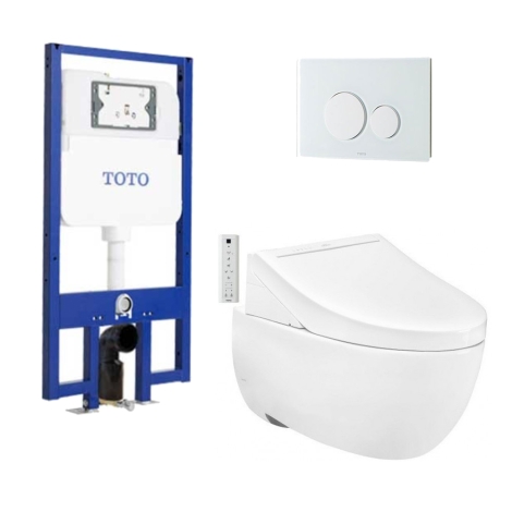 Bồn Cầu TOTO CW812REA/TCF24460AAA/WH172AT/TCA465/MB176G#WH Nắp Điện Tử Treo Tường