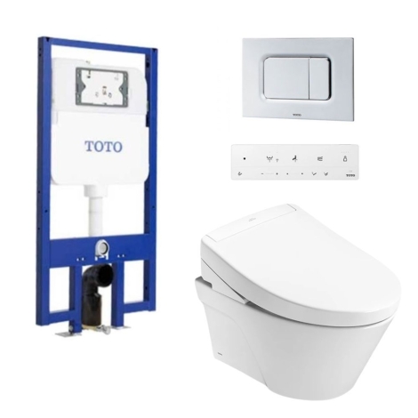 Bồn Cầu TOTO CW822REA/TCF33461GAA/WH172AT/TCA465/MB170P#SS Nắp Điện Tử Treo Tường