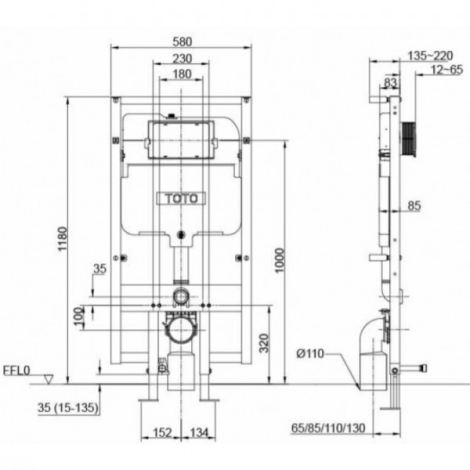 Két Nước Và Khung Âm Tường TOTO WH172AT