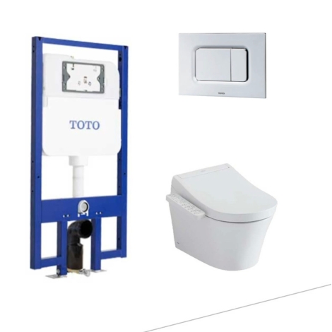 Bồn Cầu TOTO CW553C#XW/TCF33370GAA#NW1/WH172AT/TCA465/MB171M#SS Treo Tường Giấu Dây